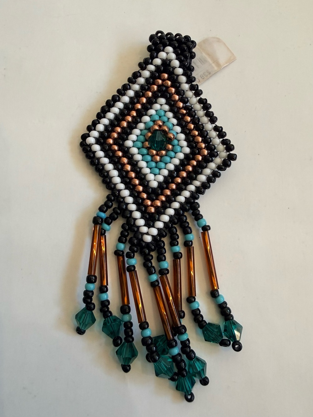 Deepa Gurnani Beaded Boho Pendant Keychain Black Turquoise NWT